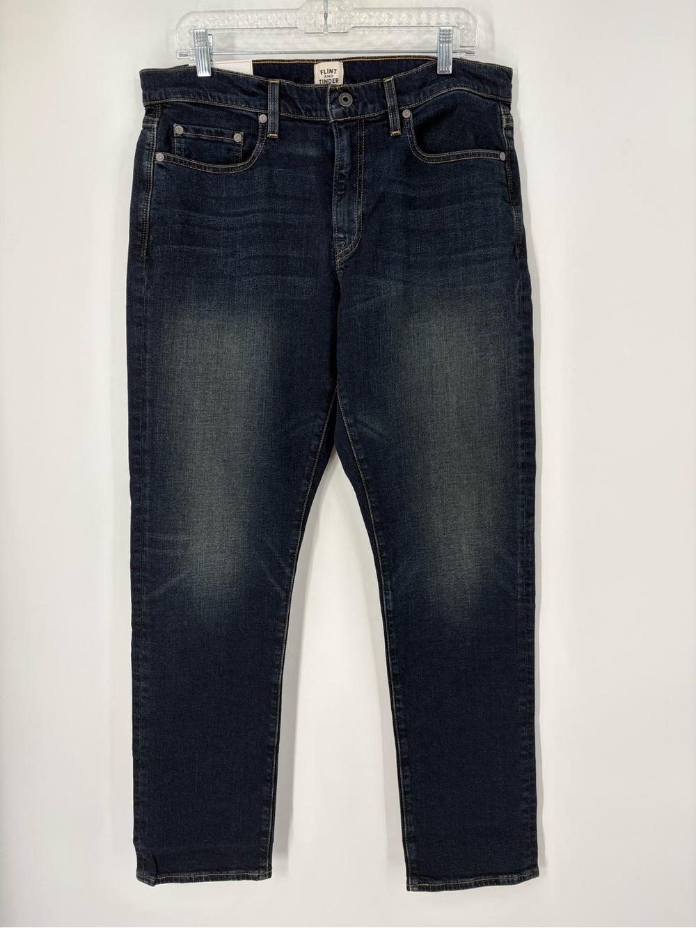 Flint & Tinder Slim Fit Denim Jeans Mens 34x32 USA Made Dark Wash Stretch